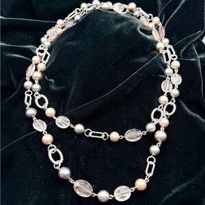 Pink & Gray Beaded Necklace